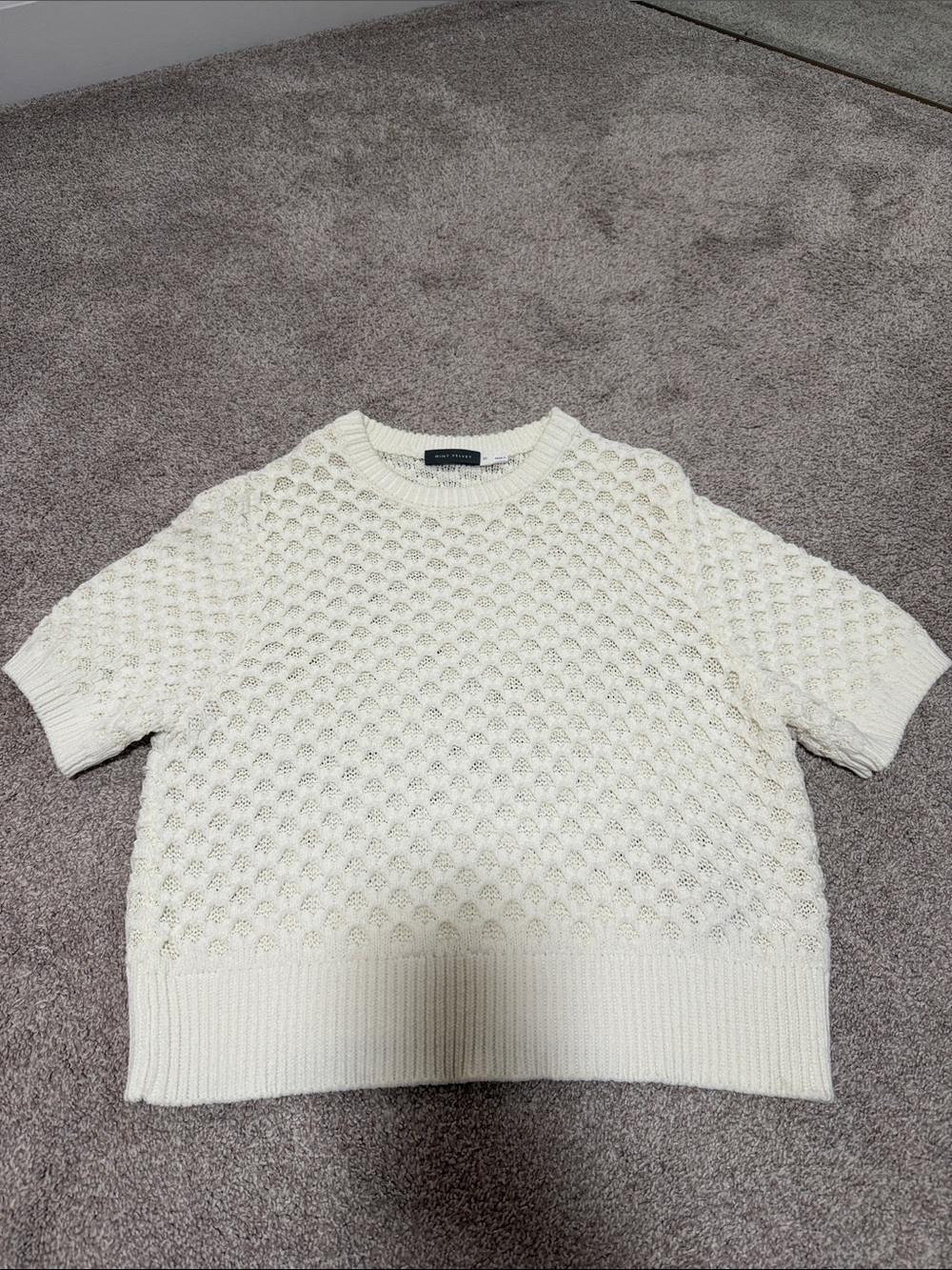 Mint Velvet. Cream textured knitting top. Size XL